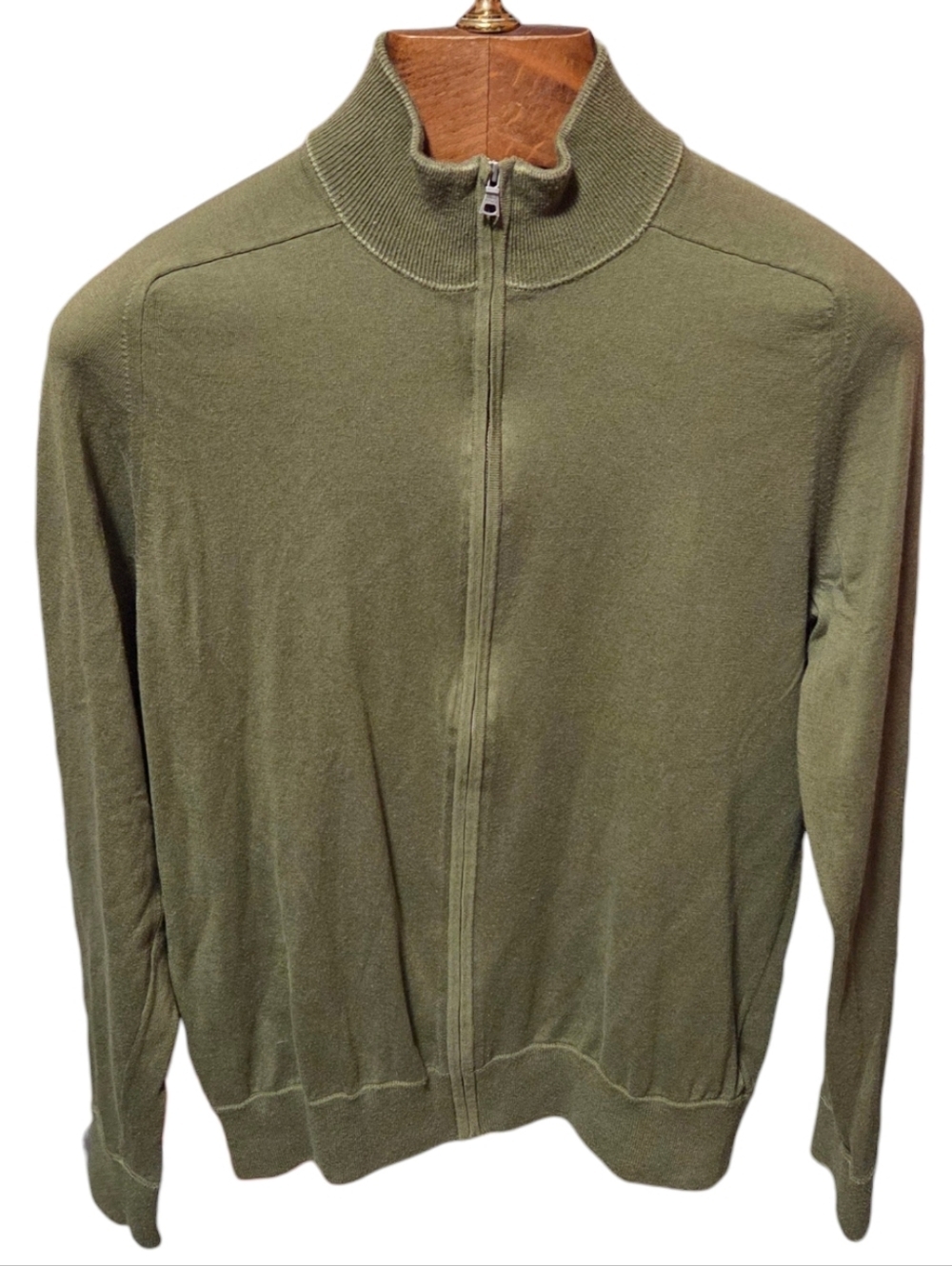 Y2K Vintage Banana Republic Mens Full Zip Sweater Cashmere Blend Green Sz Medium